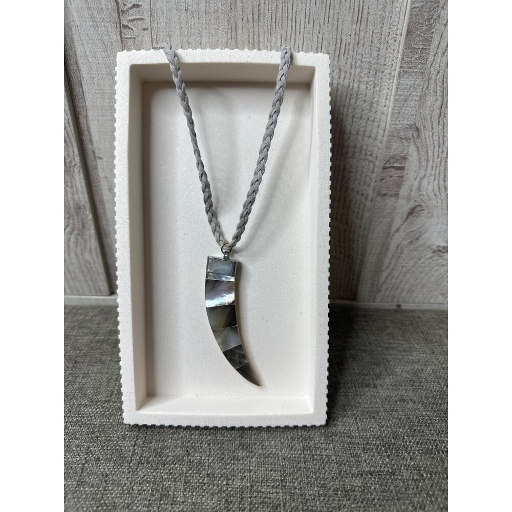 Whitby & Co Reversible Horn Pendant Necklace w/ Mother Of Pearl & Wood Women